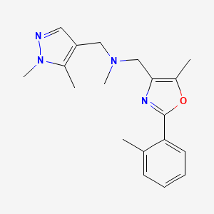 molecular formula C19H24N4O B5299394 1-(1,5-dimethyl-1H-pyrazol-4-yl)-N-methyl-N-{[5-methyl-2-(2-methylphenyl)-1,3-oxazol-4-yl]methyl}methanamine 