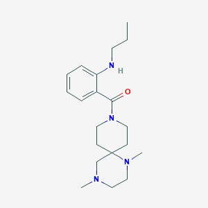 molecular formula C20H32N4O B5299396 2-[(1,4-dimethyl-1,4,9-triazaspiro[5.5]undec-9-yl)carbonyl]-N-propylaniline 