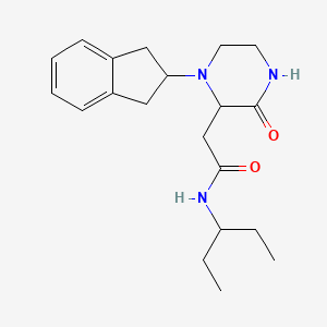 molecular formula C20H29N3O2 B5299402 2-[1-(2,3-dihydro-1H-inden-2-yl)-3-oxo-2-piperazinyl]-N-(1-ethylpropyl)acetamide 