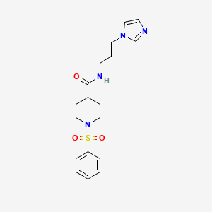 molecular formula C19H26N4O3S B5299409 N-[3-(1H-imidazol-1-yl)propyl]-1-[(4-methylphenyl)sulfonyl]piperidine-4-carboxamide 