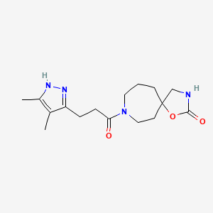 molecular formula C16H24N4O3 B5299465 8-[3-(4,5-dimethyl-1H-pyrazol-3-yl)propanoyl]-1-oxa-3,8-diazaspiro[4.6]undecan-2-one 