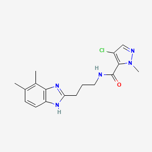 molecular formula C17H20ClN5O B5299538 4-chloro-N-[3-(4,5-dimethyl-1H-benzimidazol-2-yl)propyl]-1-methyl-1H-pyrazole-5-carboxamide 