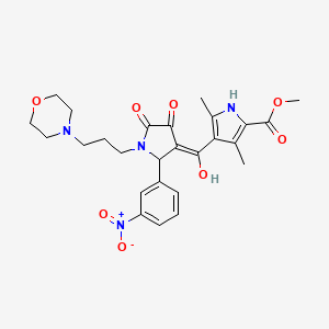 molecular formula C26H30N4O8 B5299549 methyl 4-{[4-hydroxy-1-[3-(4-morpholinyl)propyl]-2-(3-nitrophenyl)-5-oxo-2,5-dihydro-1H-pyrrol-3-yl]carbonyl}-3,5-dimethyl-1H-pyrrole-2-carboxylate 