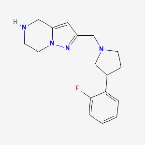 molecular formula C17H21FN4 B5299571 2-{[3-(2-fluorophenyl)-1-pyrrolidinyl]methyl}-4,5,6,7-tetrahydropyrazolo[1,5-a]pyrazine dihydrochloride 