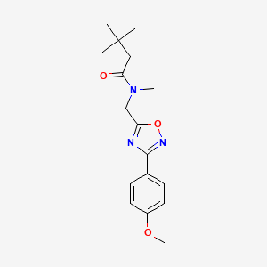 molecular formula C17H23N3O3 B5299578 N-{[3-(4-methoxyphenyl)-1,2,4-oxadiazol-5-yl]methyl}-N,3,3-trimethylbutanamide 