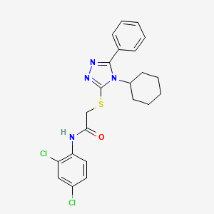 molecular formula C22H22Cl2N4OS B5299605 2-[(4-cyclohexyl-5-phenyl-4H-1,2,4-triazol-3-yl)thio]-N-(2,4-dichlorophenyl)acetamide 
