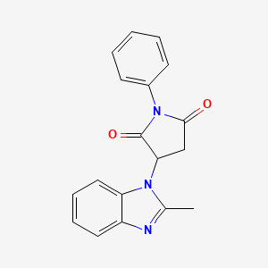 molecular formula C18H15N3O2 B5299623 3-(2-methyl-1H-benzimidazol-1-yl)-1-phenyl-2,5-pyrrolidinedione 