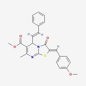 molecular formula C25H22N2O4S B5299654 methyl 2-(4-methoxybenzylidene)-7-methyl-3-oxo-5-(2-phenylvinyl)-2,3-dihydro-5H-[1,3]thiazolo[3,2-a]pyrimidine-6-carboxylate 