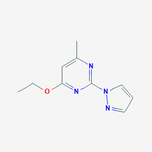 molecular formula C10H12N4O B052997 4-Ethoxy-6-methyl-2-(1H-pyrazol-1-yl)pyrimidine CAS No. 114834-01-4