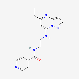 molecular formula C16H18N6O B5299732 N-{2-[(5-ethylpyrazolo[1,5-a]pyrimidin-7-yl)amino]ethyl}isonicotinamide 