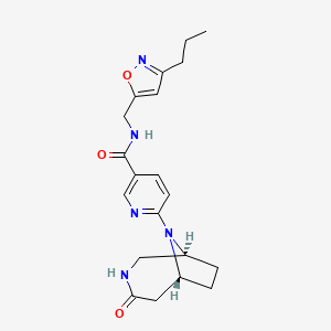 molecular formula C20H25N5O3 B5299744 6-[(1S*,6R*)-4-oxo-3,9-diazabicyclo[4.2.1]non-9-yl]-N-[(3-propylisoxazol-5-yl)methyl]nicotinamide 