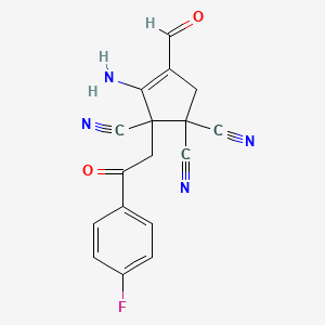 3-amino-2-[2-(4-fluorophenyl)-2-oxoethyl]-4-formylcyclopent-3-ene-1,1,2-tricarbonitrile
