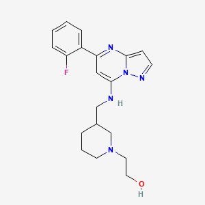 molecular formula C20H24FN5O B5299762 2-[3-({[5-(2-fluorophenyl)pyrazolo[1,5-a]pyrimidin-7-yl]amino}methyl)-1-piperidinyl]ethanol 
