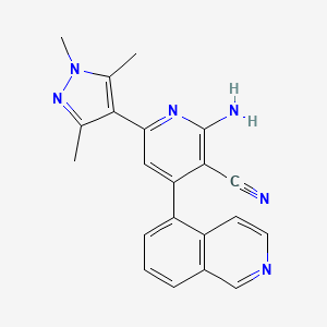 molecular formula C21H18N6 B5299774 2-amino-4-isoquinolin-5-yl-6-(1,3,5-trimethyl-1H-pyrazol-4-yl)nicotinonitrile 
