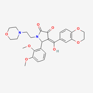 molecular formula C27H30N2O8 B5299822 4-(2,3-dihydro-1,4-benzodioxin-6-ylcarbonyl)-5-(2,3-dimethoxyphenyl)-3-hydroxy-1-[2-(4-morpholinyl)ethyl]-1,5-dihydro-2H-pyrrol-2-one 