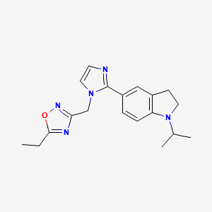 molecular formula C19H23N5O B5299848 5-{1-[(5-ethyl-1,2,4-oxadiazol-3-yl)methyl]-1H-imidazol-2-yl}-1-isopropylindoline 