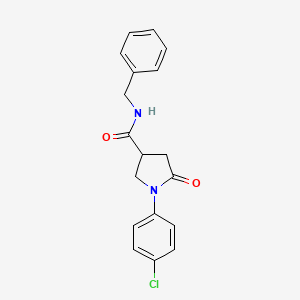 molecular formula C18H17ClN2O2 B5299855 N-benzyl-1-(4-chlorophenyl)-5-oxo-3-pyrrolidinecarboxamide 