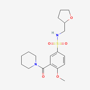 molecular formula C18H26N2O5S B5299868 4-methoxy-3-(1-piperidinylcarbonyl)-N-(tetrahydro-2-furanylmethyl)benzenesulfonamide 