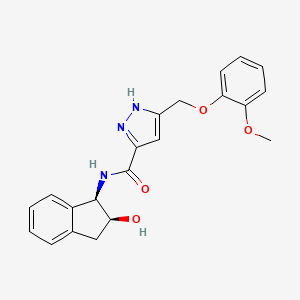 molecular formula C21H21N3O4 B5299878 N-[(1R,2S)-2-hydroxy-2,3-dihydro-1H-inden-1-yl]-5-[(2-methoxyphenoxy)methyl]-1H-pyrazole-3-carboxamide 