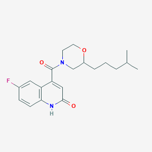 molecular formula C20H25FN2O3 B5299883 6-fluoro-4-{[2-(4-methylpentyl)-4-morpholinyl]carbonyl}-2(1H)-quinolinone 