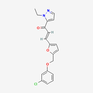 molecular formula C19H17ClN2O3 B5299892 3-{5-[(3-chlorophenoxy)methyl]-2-furyl}-1-(1-ethyl-1H-pyrazol-5-yl)-2-propen-1-one 