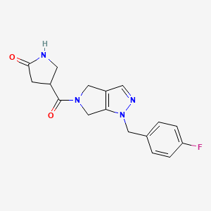 molecular formula C17H17FN4O2 B5299894 4-{[1-(4-fluorobenzyl)-4,6-dihydropyrrolo[3,4-c]pyrazol-5(1H)-yl]carbonyl}pyrrolidin-2-one 