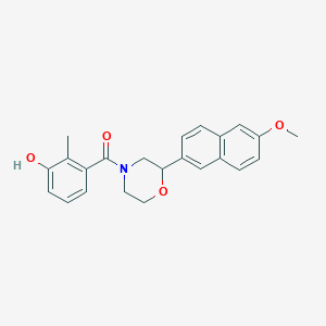 molecular formula C23H23NO4 B5299903 3-{[2-(6-methoxy-2-naphthyl)morpholin-4-yl]carbonyl}-2-methylphenol 