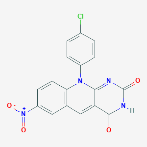 molecular formula C17H9ClN4O4 B529994 10-(4-chlorophenyl)-7-nitropyrimido[4,5-b]quinoline-2,4(3H,10H)-dione CAS No. 317326-91-3