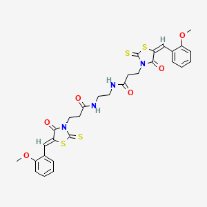 molecular formula C30H30N4O6S4 B5299952 N,N'-1,2-ethanediylbis{3-[5-(2-methoxybenzylidene)-4-oxo-2-thioxo-1,3-thiazolidin-3-yl]propanamide} 