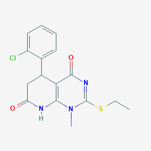 molecular formula C16H16ClN3O2S B5299966 5-(2-chlorophenyl)-2-(ethylthio)-1-methyl-5,8-dihydropyrido[2,3-d]pyrimidine-4,7(1H,6H)-dione 