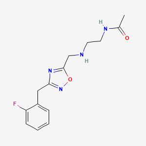 molecular formula C14H17FN4O2 B5299971 N-[2-({[3-(2-fluorobenzyl)-1,2,4-oxadiazol-5-yl]methyl}amino)ethyl]acetamide 