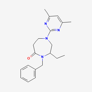 molecular formula C20H26N4O B5299998 4-benzyl-1-(4,6-dimethyl-2-pyrimidinyl)-3-ethyl-1,4-diazepan-5-one 