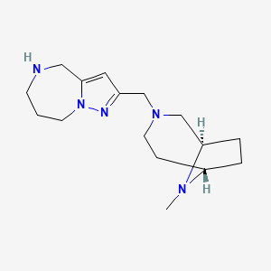 molecular formula C16H27N5 B5300011 2-{[rel-(1R,6S)-9-methyl-3,9-diazabicyclo[4.2.1]non-3-yl]methyl}-5,6,7,8-tetrahydro-4H-pyrazolo[1,5-a][1,4]diazepine dihydrochloride 