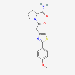 molecular formula C17H19N3O3S B5300074 1-{[2-(4-methoxyphenyl)-1,3-thiazol-4-yl]acetyl}prolinamide 