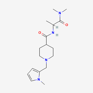 molecular formula C17H28N4O2 B5300105 N-[2-(dimethylamino)-1-methyl-2-oxoethyl]-1-[(1-methyl-1H-pyrrol-2-yl)methyl]piperidine-4-carboxamide 
