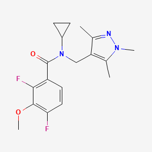 molecular formula C18H21F2N3O2 B5300132 N-cyclopropyl-2,4-difluoro-3-methoxy-N-[(1,3,5-trimethyl-1H-pyrazol-4-yl)methyl]benzamide 