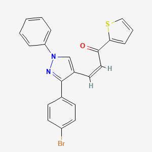 molecular formula C22H15BrN2OS B5300154 3-[3-(4-bromophenyl)-1-phenyl-1H-pyrazol-4-yl]-1-(2-thienyl)-2-propen-1-one 