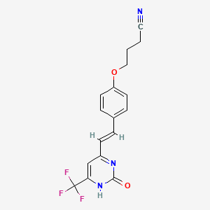 molecular formula C17H14F3N3O2 B5300160 4-(4-{2-[2-oxo-6-(trifluoromethyl)-1,2-dihydro-4-pyrimidinyl]vinyl}phenoxy)butanenitrile 