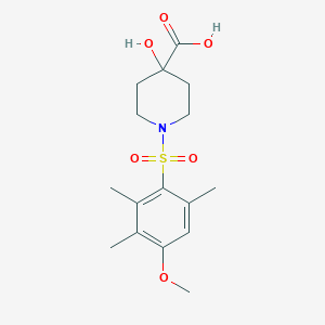 4-hydroxy-1-[(4-methoxy-2,3,6-trimethylphenyl)sulfonyl]piperidine-4-carboxylic acid
