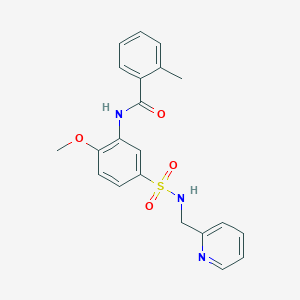 molecular formula C21H21N3O4S B5300200 N-(2-methoxy-5-{[(2-pyridinylmethyl)amino]sulfonyl}phenyl)-2-methylbenzamide 