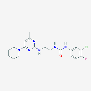 molecular formula C19H24ClFN6O B5300203 N-(3-chloro-4-fluorophenyl)-N'-(2-{[4-methyl-6-(1-piperidinyl)-2-pyrimidinyl]amino}ethyl)urea 