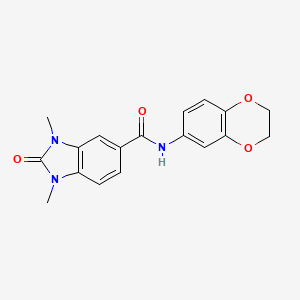 molecular formula C18H17N3O4 B5300218 N-(2,3-dihydro-1,4-benzodioxin-6-yl)-1,3-dimethyl-2-oxo-2,3-dihydro-1H-benzimidazole-5-carboxamide 