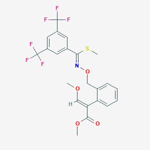 molecular formula C22H19F6NO4S B530023 甲基 (E)-2-[2-[[(Z)-[[3,5-双(三氟甲基)苯基]-甲硫基亚甲基]氨基]氧甲基]苯基]-3-甲氧基丙-2-烯酸酯 