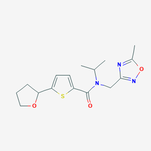 molecular formula C16H21N3O3S B5300240 N-isopropyl-N-[(5-methyl-1,2,4-oxadiazol-3-yl)methyl]-5-(tetrahydrofuran-2-yl)thiophene-2-carboxamide 