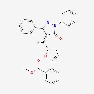 molecular formula C28H20N2O4 B5300273 methyl 2-{5-[(5-oxo-1,3-diphenyl-1,5-dihydro-4H-pyrazol-4-ylidene)methyl]-2-furyl}benzoate 