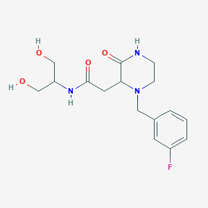 molecular formula C16H22FN3O4 B5300282 2-[1-(3-fluorobenzyl)-3-oxo-2-piperazinyl]-N-[2-hydroxy-1-(hydroxymethyl)ethyl]acetamide 