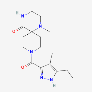 molecular formula C16H25N5O2 B5300324 9-[(3-ethyl-4-methyl-1H-pyrazol-5-yl)carbonyl]-1-methyl-1,4,9-triazaspiro[5.5]undecan-5-one 