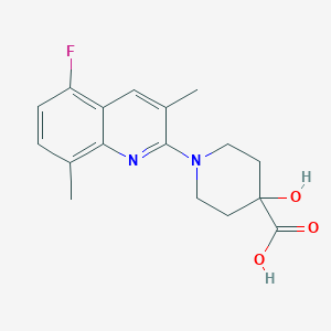 molecular formula C17H19FN2O3 B5300337 1-(5-fluoro-3,8-dimethylquinolin-2-yl)-4-hydroxypiperidine-4-carboxylic acid 