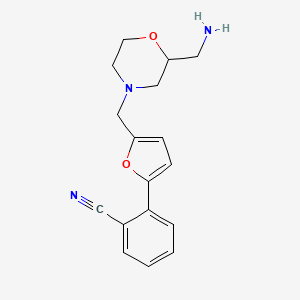 molecular formula C17H19N3O2 B5300358 2-(5-{[2-(aminomethyl)morpholin-4-yl]methyl}-2-furyl)benzonitrile 