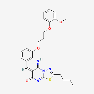 molecular formula C26H28N4O4S B5300389 2-butyl-5-imino-6-{3-[3-(2-methoxyphenoxy)propoxy]benzylidene}-5,6-dihydro-7H-[1,3,4]thiadiazolo[3,2-a]pyrimidin-7-one 